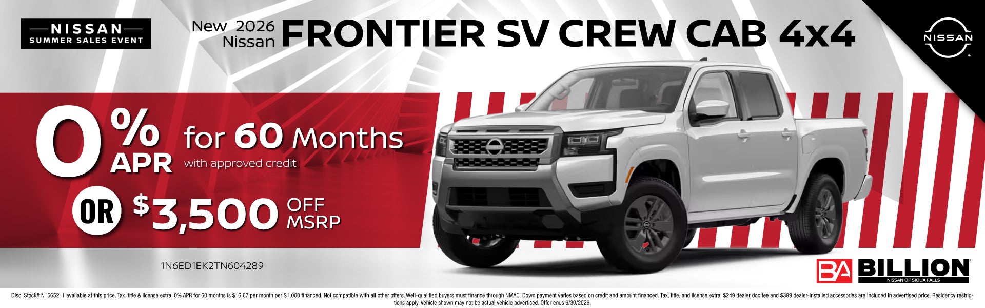 NEW 2026 NISSAN FRONTIER SV CREW CAB