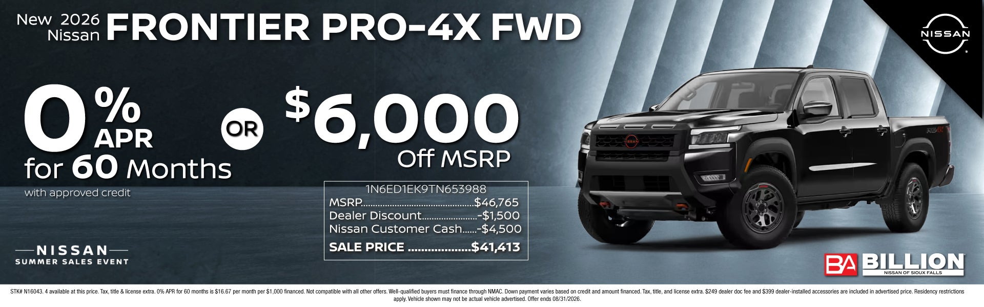 NEW 2026 NISSAN FRONTIER PRO-4X