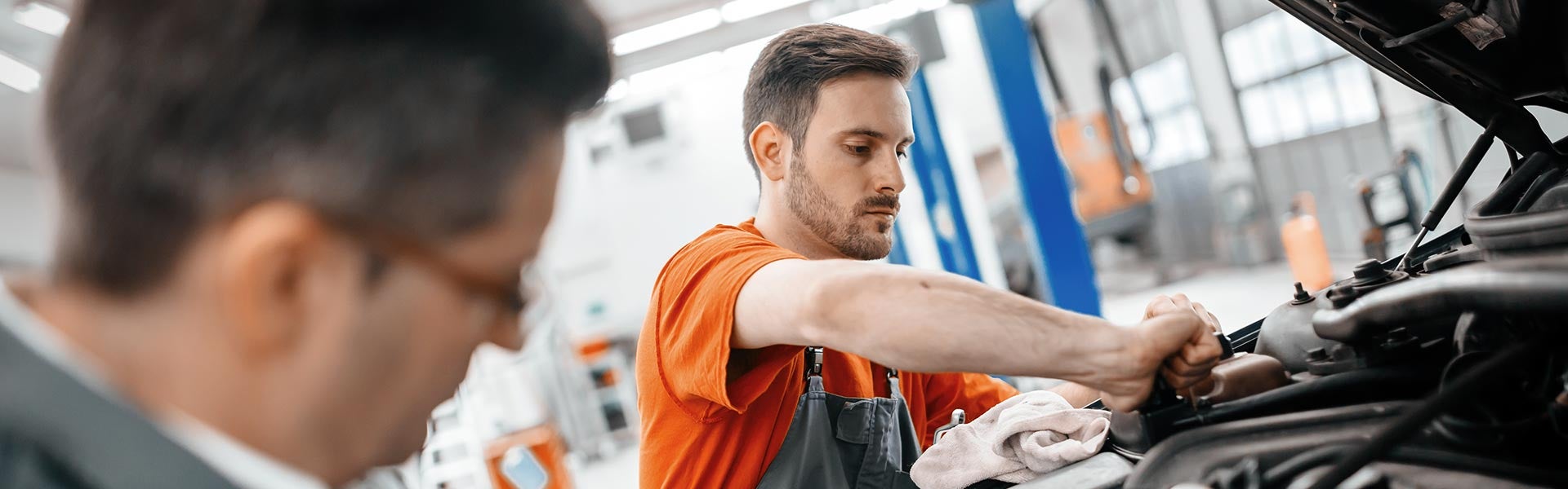 Mechanic working on a vehicle
